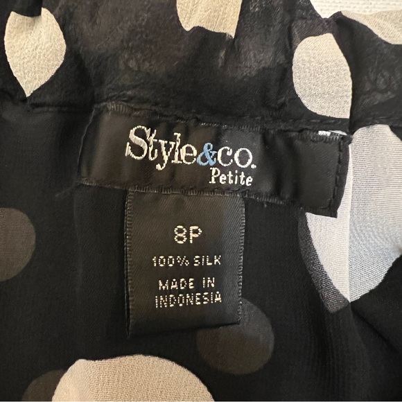 5/$20 Style & Co Silk Polka Dot Bare Shoulder Flowy Top - Picture 8 of 9
